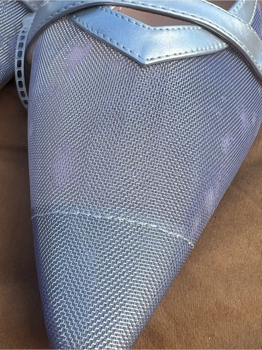 New York & Company Futuristic Silver Mesh Pointed Slingback Kitten Heels Size 10
